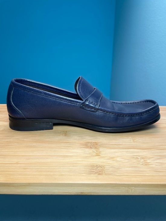Salvatore Ferragamo Gancini Bit Loafers Mens 8.5 D Navy Blue Leather Italy EUC! main image 14